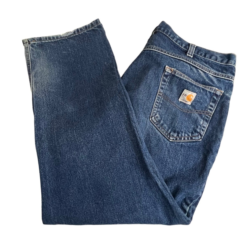 Carhartt Mens 42x30 FR Flame Resistant Work Jeans Blue Denim Straight Leg CAT 2